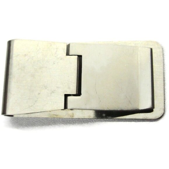 Money Clip Classic Diamond Pattern Silver Tone Stainless Wallet Card Cash ID - Picture 3 of 8